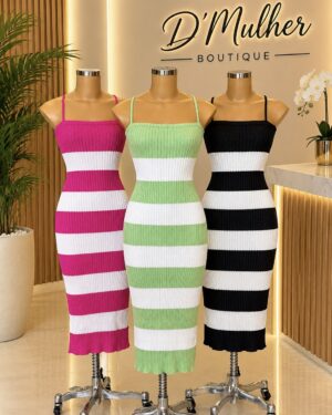 Vestido midi tricô modal