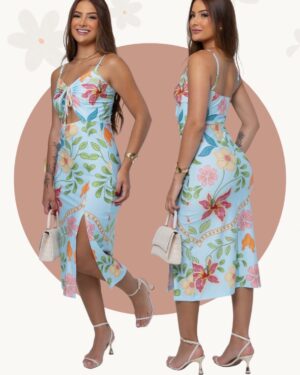 Vestido prime — Azul floral