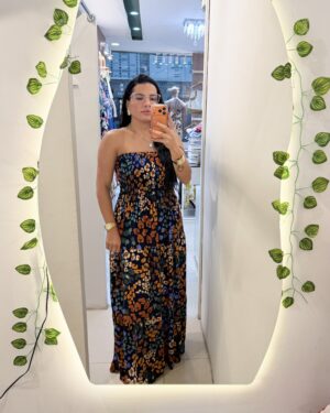 Vestido longo lastex